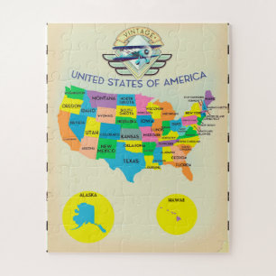Vereinigte Staaten von Amerika Vintage-Stil Karte Puzzle