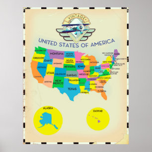 Vereinigte Staaten von Amerika Vintage-Stilkarte Poster