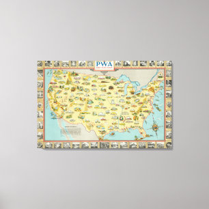 Vereinigte Staaten zeichnen auf Leinwanddruck