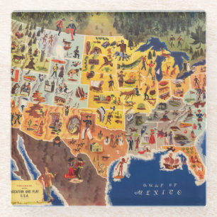 Vereinigte Staaten zeichnen - Ferien und Spiel auf Glasuntersetzer