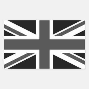 Vereinigtes Königreich: Black Union Jack Rechteckiger Aufkleber