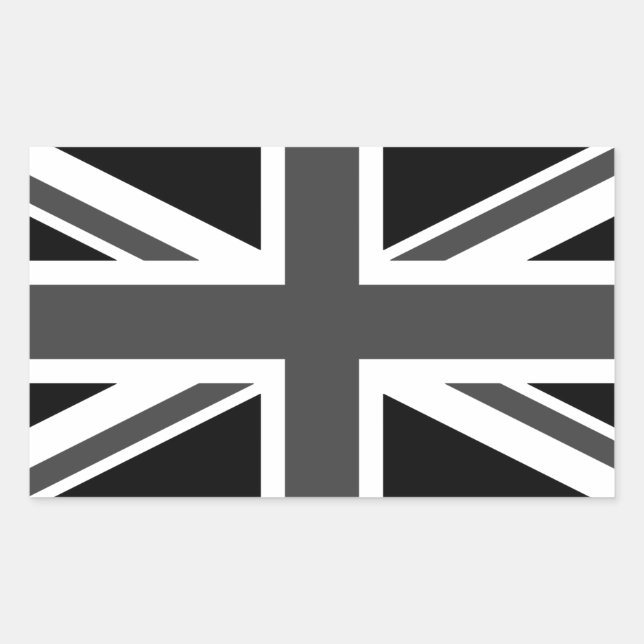 Vereinigtes Königreich: Black Union Jack Rechteckiger Aufkleber (Vorderseite)