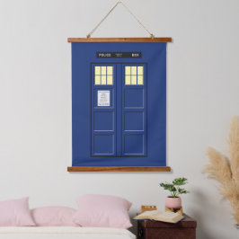 Vereinigtes Königreich - Blue Police Public Call B Wandteppich Mit Holzrahmen