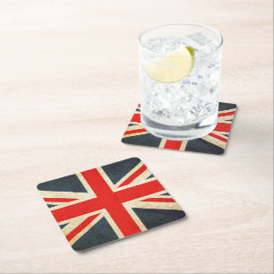 Vereinigtes Königreich Britische Vintage-Grunge-Fl Rechteckiger Pappuntersetzer