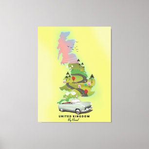 Vereinigtes Königreich "By Road" Vintage Reiseplak Leinwanddruck