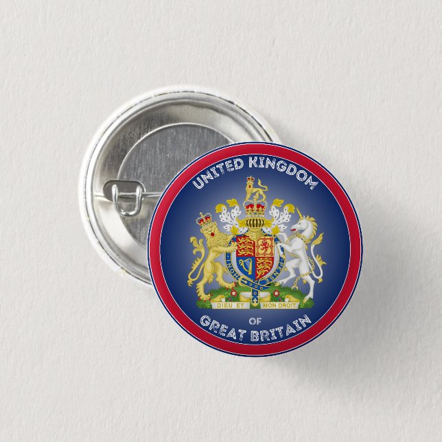 Vereinigtes Königreich Coat of Arms Circle Shape Button (Vorne & Hinten)
