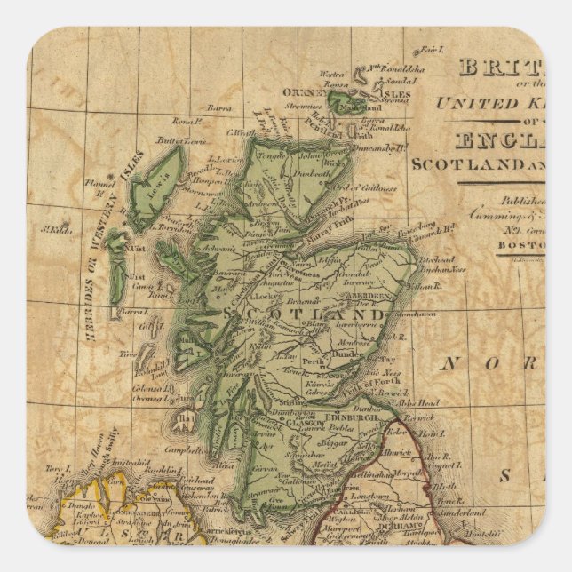 Vereinigtes Königreich England, Schottland und Irl Quadratischer Aufkleber (Vorderseite)