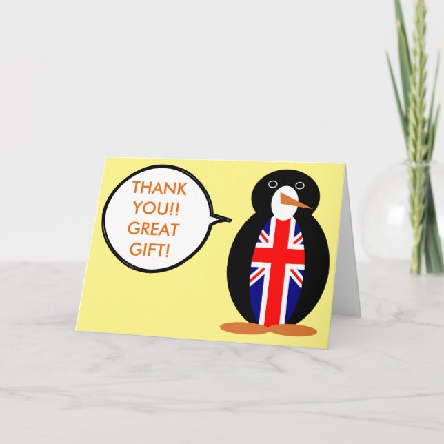 Vereinigtes Königreich Frau Penguin Dankeskarte (Vorderseite)