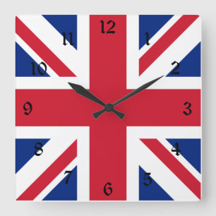 Vereinigtes Königreich Jack Flag Britische Kolonie Quadratische Wanduhr