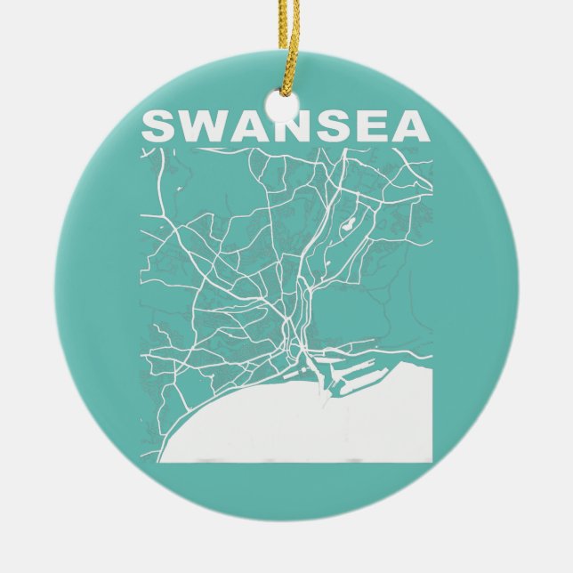 Vereinigtes Königreich Souvenir Swansea City Stree Keramik Ornament (Vorne)
