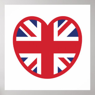 Vereinigtes Königreich Union Jack Flagge Herz Poster
