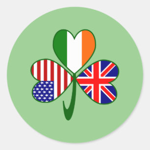 Vereinigtes Königreich USA Irland Kleeblatt Flag Runder Aufkleber