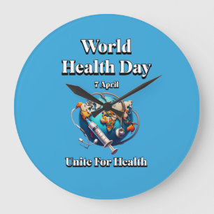 Vereinigung für Gesundheit. Weltgesundheitstag. T- Große Wanduhr