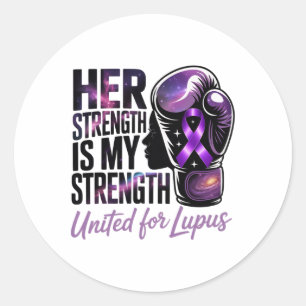 Vereint für Lupus Lila Awareness Ribbon und Boxin Runder Aufkleber