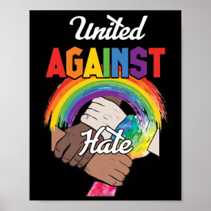 Vereint gegen Hass Black Melanin Rainbow Hand Poster
