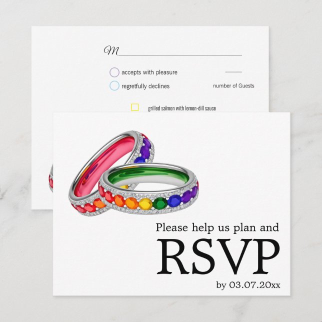 🌈Vereint im Stolz – mit Menü & QR-Code RSVP Karte (Vorne/Hinten)