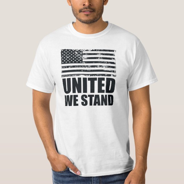 Vereint stehen wir für die blaue Linie Grunge USA  T-Shirt (Vorderseite)