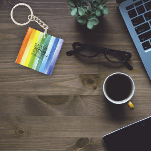Vereint stehen wir für Sprichwort-Regenbogen Schlüsselanhänger