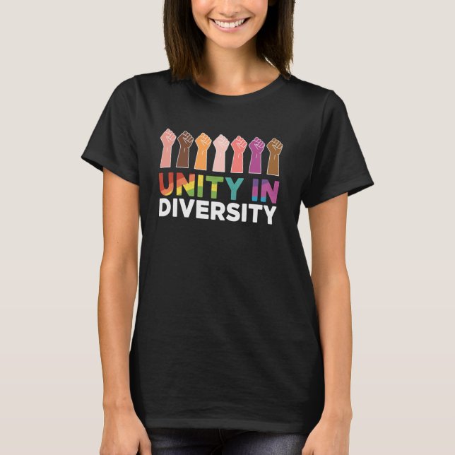 Vereinte Fäuste in Vielfalt T-Shirt (Vorderseite)