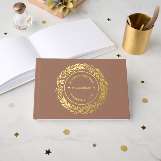 Vereinte Namen Datum Jahr Gold Gästebuch (Vorderseite Offen)