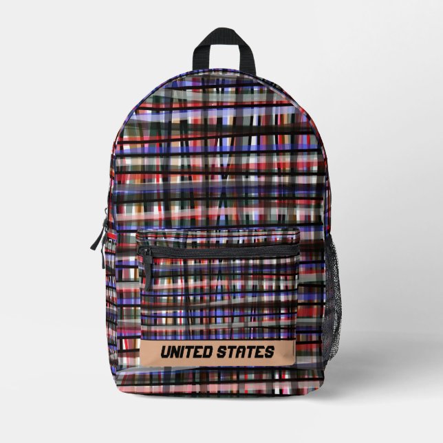 Vereinte Staaten Moderne mehrfarbige Tartan-Handsc Bedruckter Rucksack (Vorderseite)
