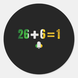 Vereintes Irland 26 + 6 = 1 Irisches Kleeblatt St Runder Aufkleber