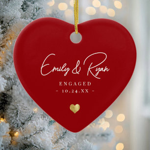 Vereinzelt Verlobung Ankündigung Gold Heart Keepak Keramik Ornament