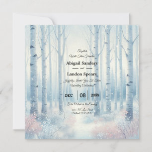 Vereiste Blaue Birkenwald-Hochzeit Einladung