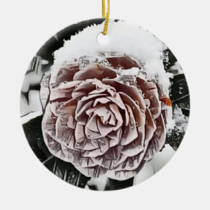 Vereiste Rosenzeichnung Verschneit Keramik Ornament