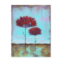 Vererbte, Abstrakte Kunstlandschaft Rote Bäume