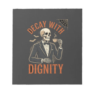 Verfall mit Würde Vintage-Skelett Kaffee Halloween Notizblock