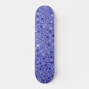 Verfallene Alien Circuit - White on Deep Blue Skateboard