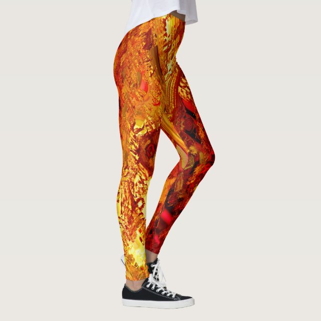 Verfärbt auf Korallenkarnivalmaske Leggings (Rechts)