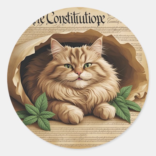 Verfassung und Catnip - Patriotic Cat Sticker (Vorderseite)