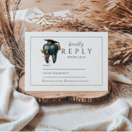 Verfeinerte Blaue Zahn Lorbeer Abschlussfeier RSVP Karte
