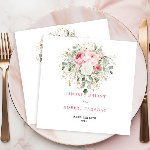 Verfeinerte Boho-Rosé-Eukalyptus-Hochzeitsserviett Serviette