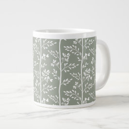 Verfeinerte Eukalyptus-Grün-Blumenkunst Jumbo-Tasse