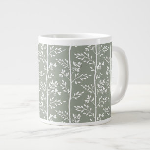 Verfeinerte Eukalyptus-Grün-Blumenkunst Jumbo-Tasse