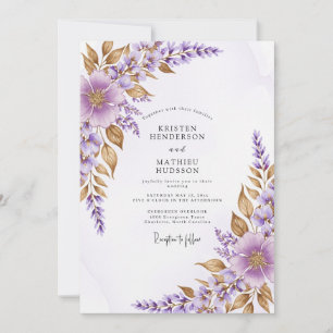 Verfeinerte Lavendel-Botanik-Hochzeit Einladung