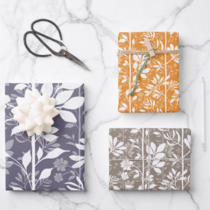 Verfeinerte moderne Florale Kletterreben Silhouett Geschenkpapier Set