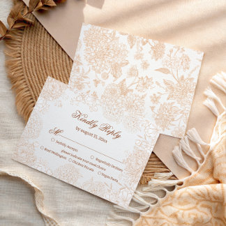 Verfeinerte neutrale florale Hochzeits-RSVP-Karte RSVP Karte