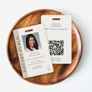 Verfeinertes Beige Gold Feder Mobile Notar-QR-Foto Ausweis