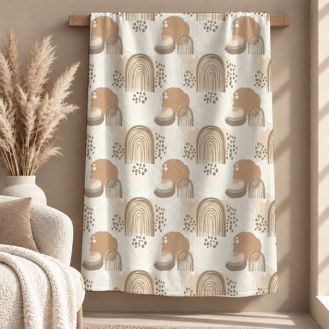 Verfeinertes Elfenbein Hellbraun Boho-Decke Kunst Fleecedecke (Refined Ivory Light Brown Boho Blanket Decor Art)