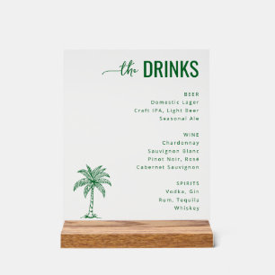 Verfeinertes grünes minimalistisches Getränkemenu Acrylschild