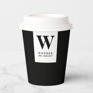 Verfeinertes Monogramm für Frischvermählte Minim Pappbecher