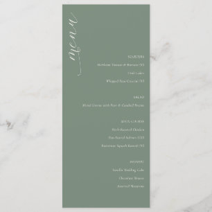 Verfeinertes Salbeigrün-Minimalist Hochzeitsmenü Menükarte