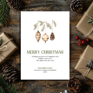 Verfeinertes Weihnachtsornament Sage Beige Minimal Feiertagskarte