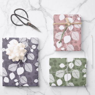 Verflochtenes Blätterdach Moderne botanische Silho Geschenkpapier Set