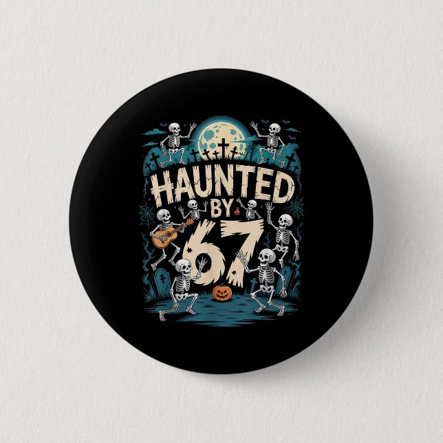 Verfluchte Sechs Sieben 6 7 Meme 67 Skeletthand Ha Button (Vorderseite)