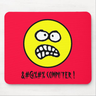 Verfluchter Computer Funny Angry Gesicht und Cuss  Mousepad